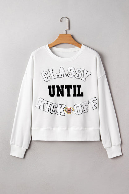 CLASSY UNTIL KICKOFF Football Graphic Oversized Sweatshirt