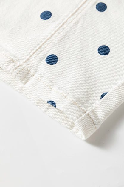 Blue Polka Dot Barrel Jeans High Waist Wide Leg Pants