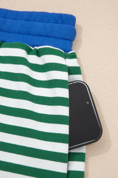 Striped Two Piece Lounge Set Womens Tee and Shorts
