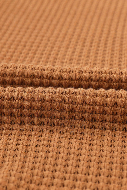 Waffle Knit Button-Up Oversized Casual Shirt