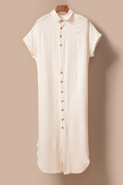 Women Button Down Maxi Dress Beach Cover Up with Slit