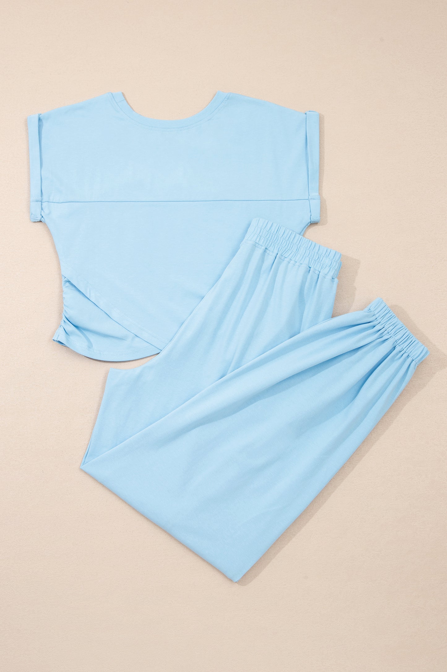 Women Short Sleeve Top Jogger Set Casual Summer Outfit