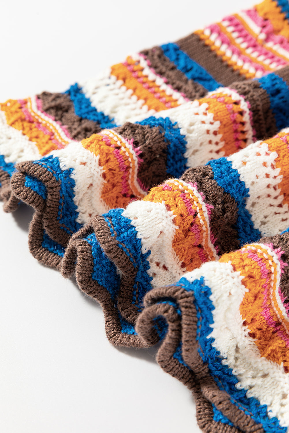 Boho Striped Crochet Knit Tank Sleeveless Sweater