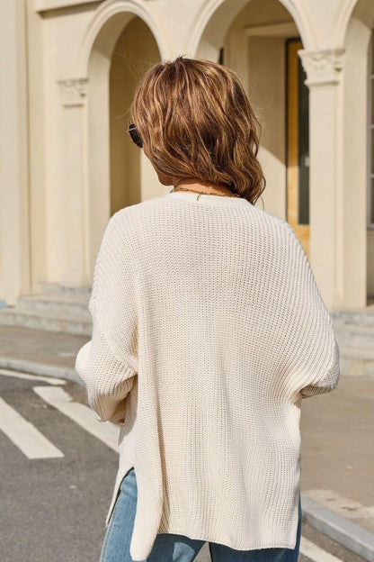 Knit Button Cardigan – V-Neck Loose Fit Sweater
