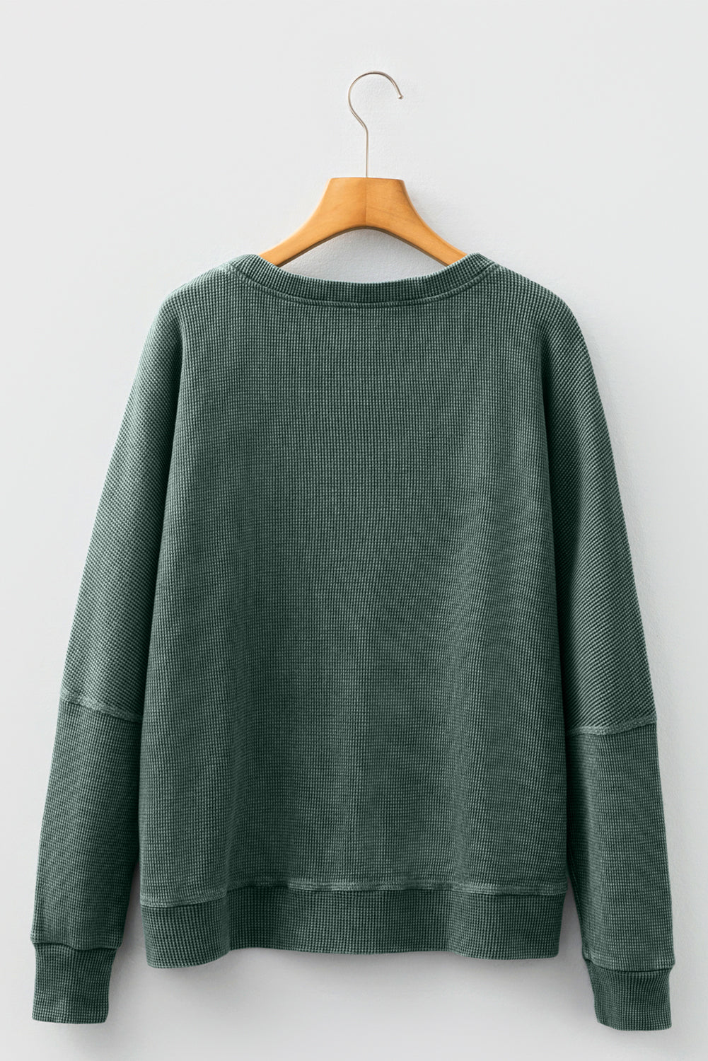 Waffle Knit Loose Long Sleeve Casual Top