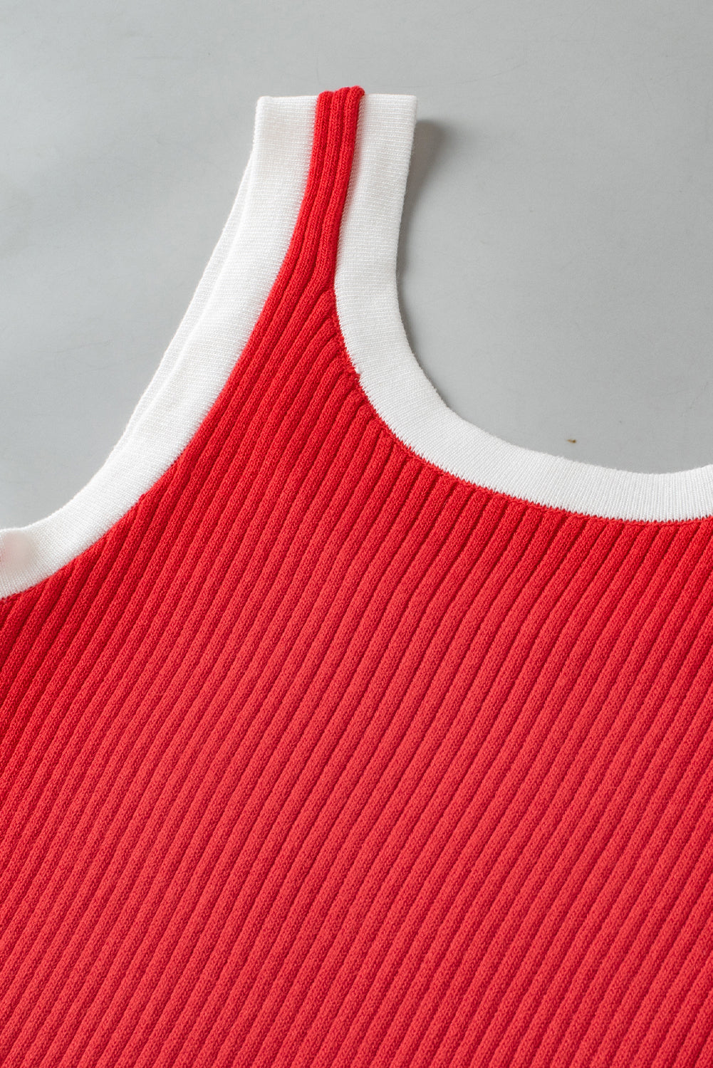Colorblock Ribbed Knit U-Neck Tank Top for Women