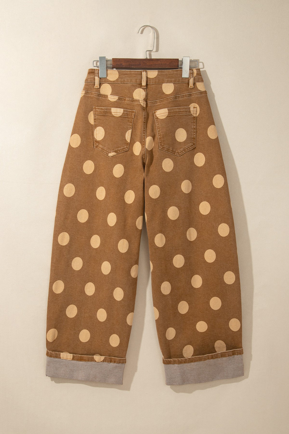 Women's Polka Dot Cuffed Wide Leg Jeans