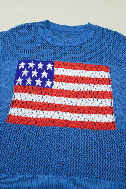 American Flag Knit Sweater Vest Patriotic Summer Top