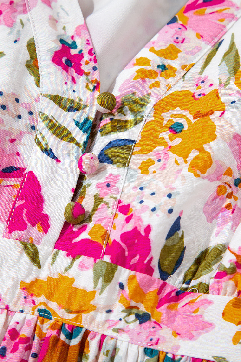 Easter Floral V Neck Short Sleeve Boho Maxi Dress