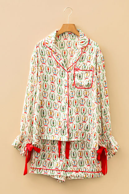 Print Silky 2pcs Christmas Pajama Set