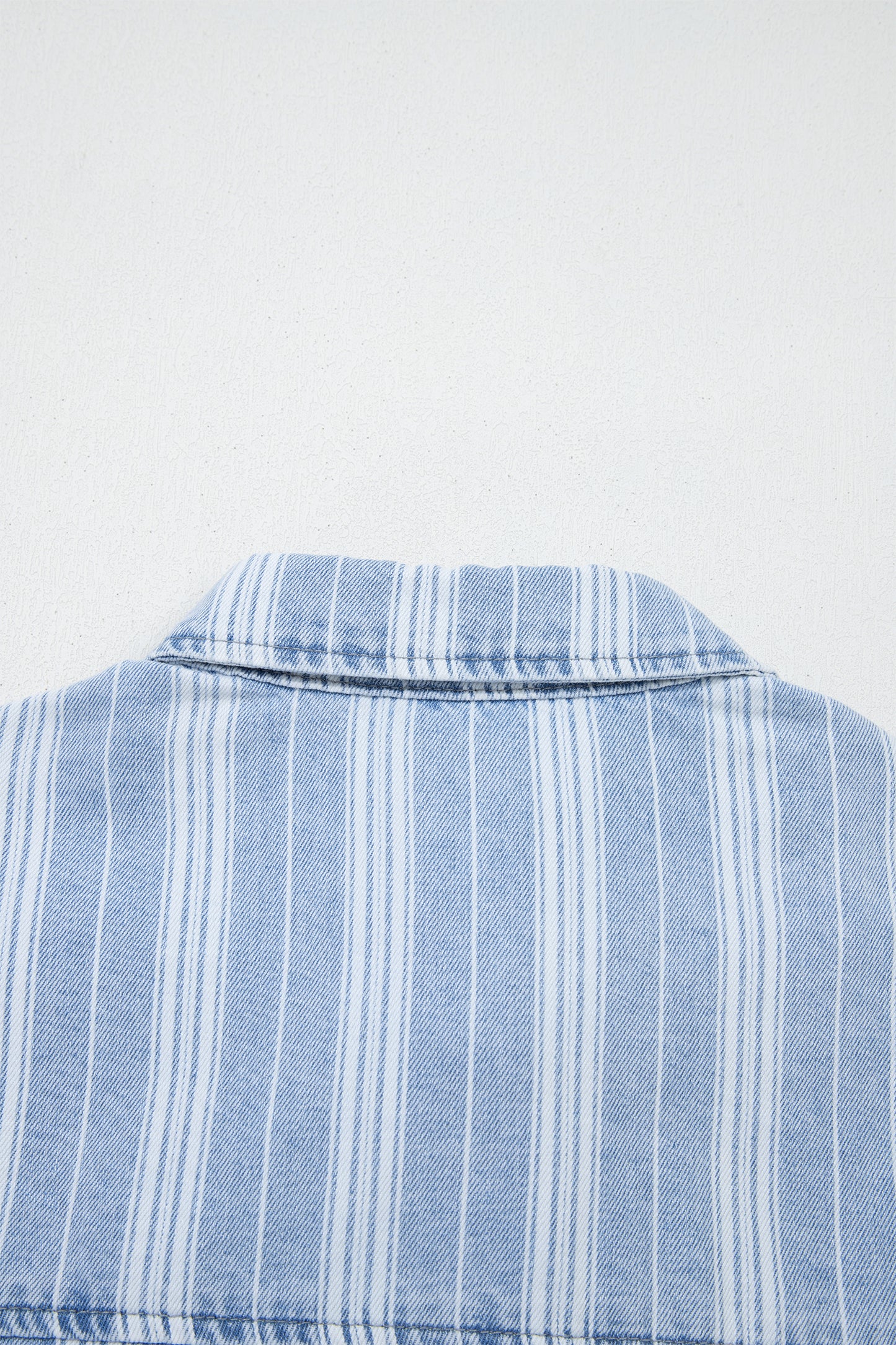 Striped Denim Shacket for Women Button Down Shirt Jacket