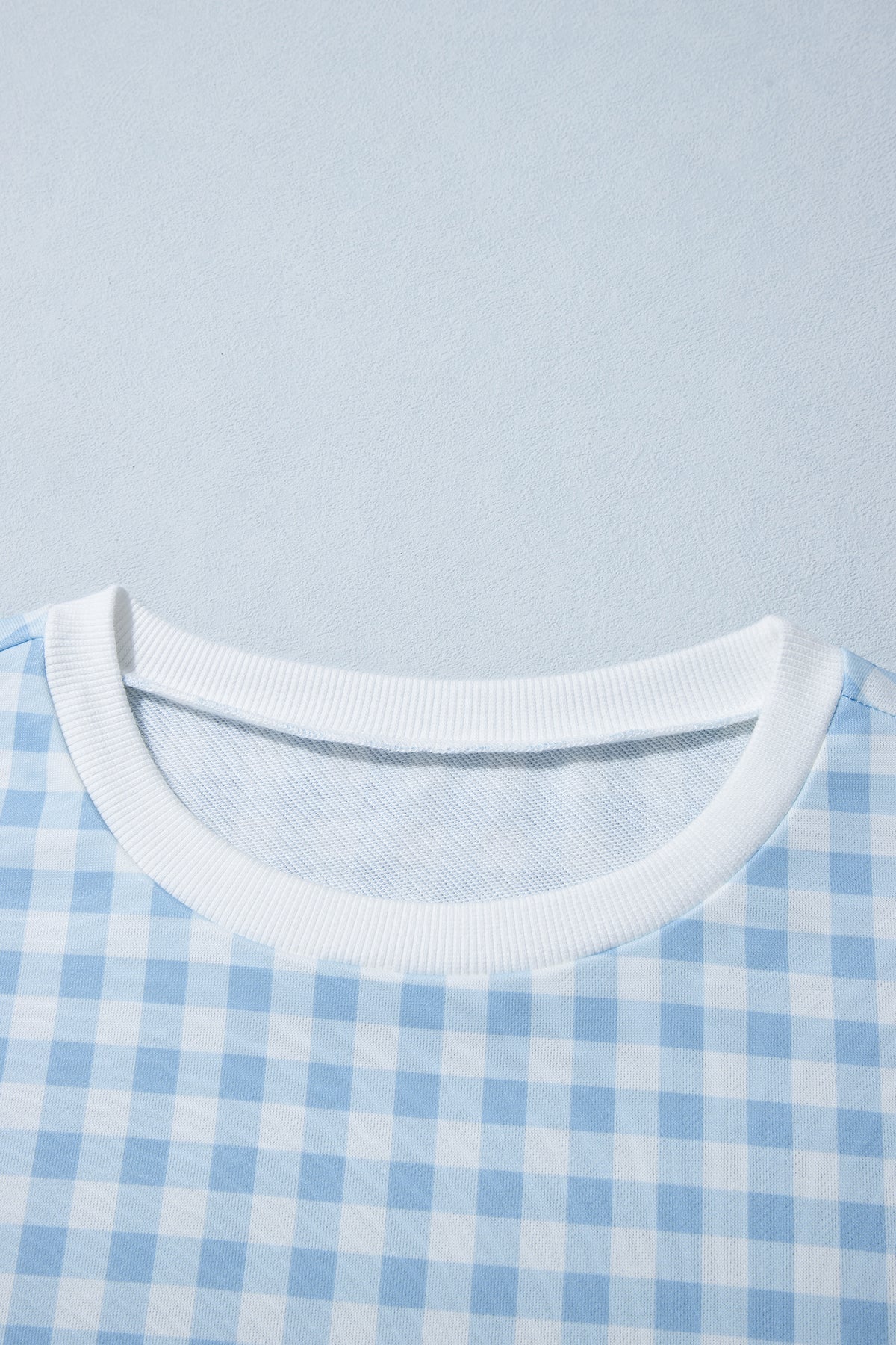 Gingham Plaid Sweatshirt Oversized Puff Sleeve Pullover