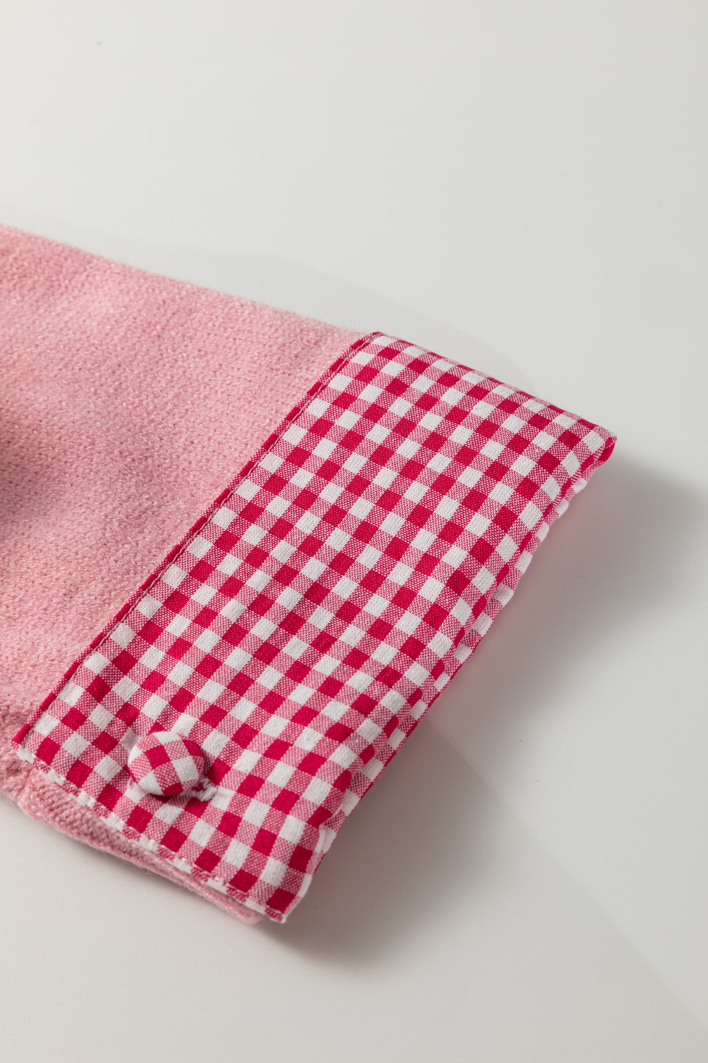 Valentine’s Day Light Pink Plaid Heart Crewneck Sweater