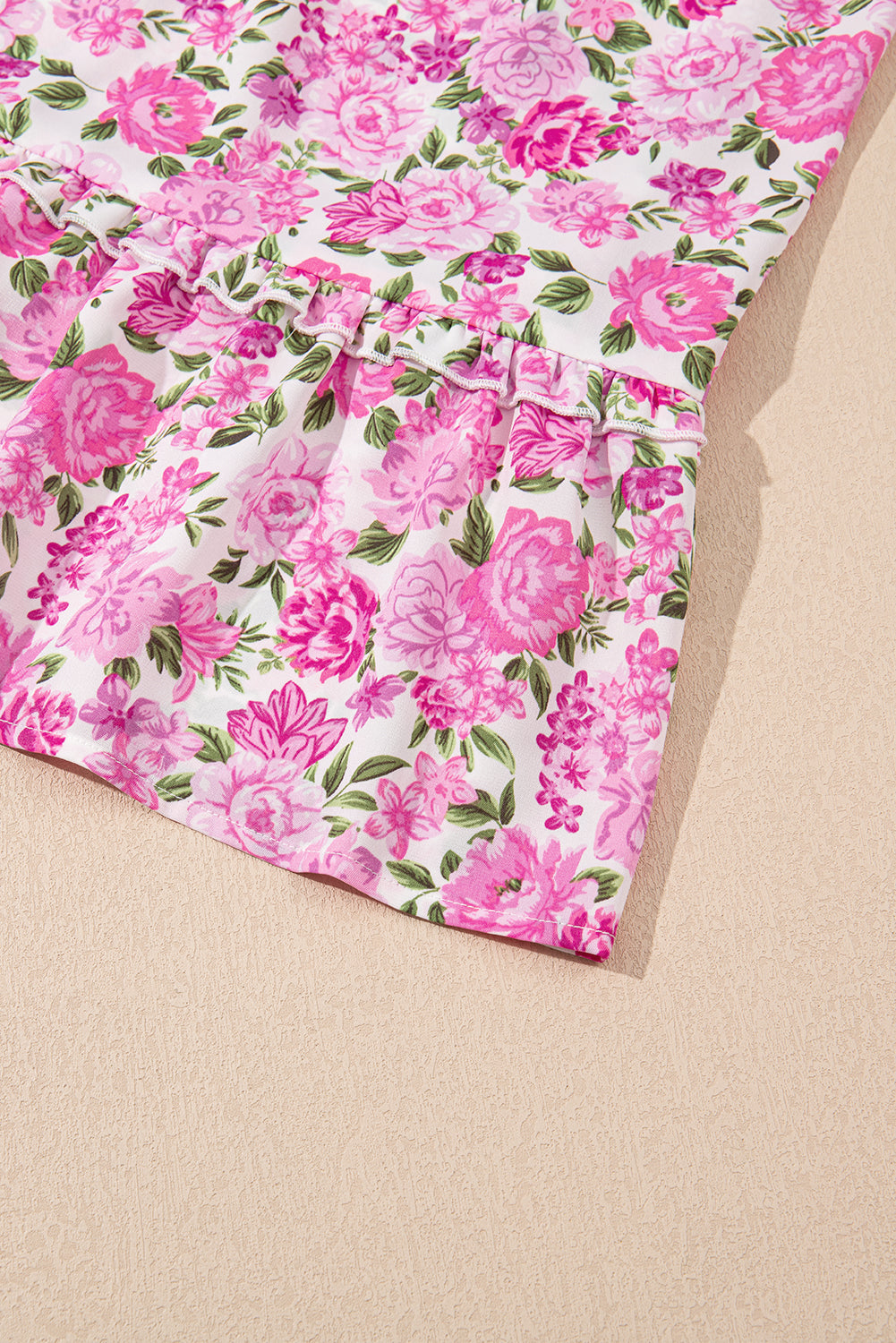 Easter Pink Floral Square Neck Puff Sleeve Maxi Dress