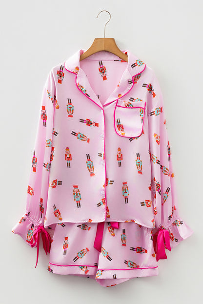 Print Silky 2pcs Christmas Pajama Set