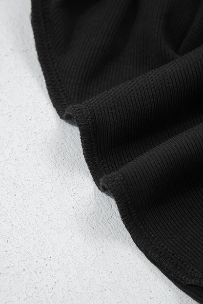 Solid Oversize Slit Sweatshirt with Ribbed Leggings Set