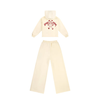 Girls Bear Hoodie Sweatshirt and Straight Pants Set