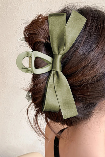 White Elegant Satin Bow Large Hair Claw Clip for Women