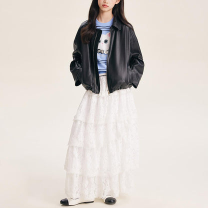 Lace Tiered Skirt for Girls – Elegant White Cake Dress