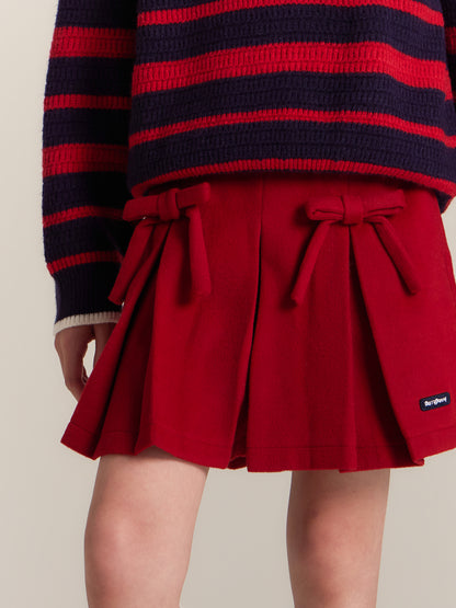 Girls Bow Pleated Skirt Shorts Casual School Outfit
