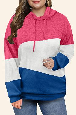 Women's Long sleeves Color Block Hoodie Tops Cute Casual Drawstring Loose Lightweight Tunic Pullover