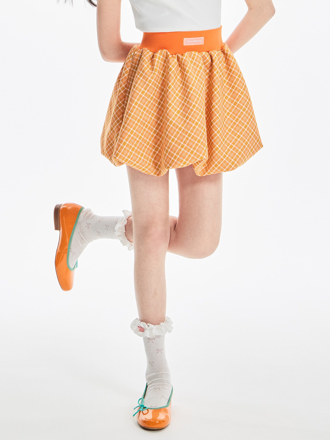 Orange Plaid Ruffle Skirt for Girls