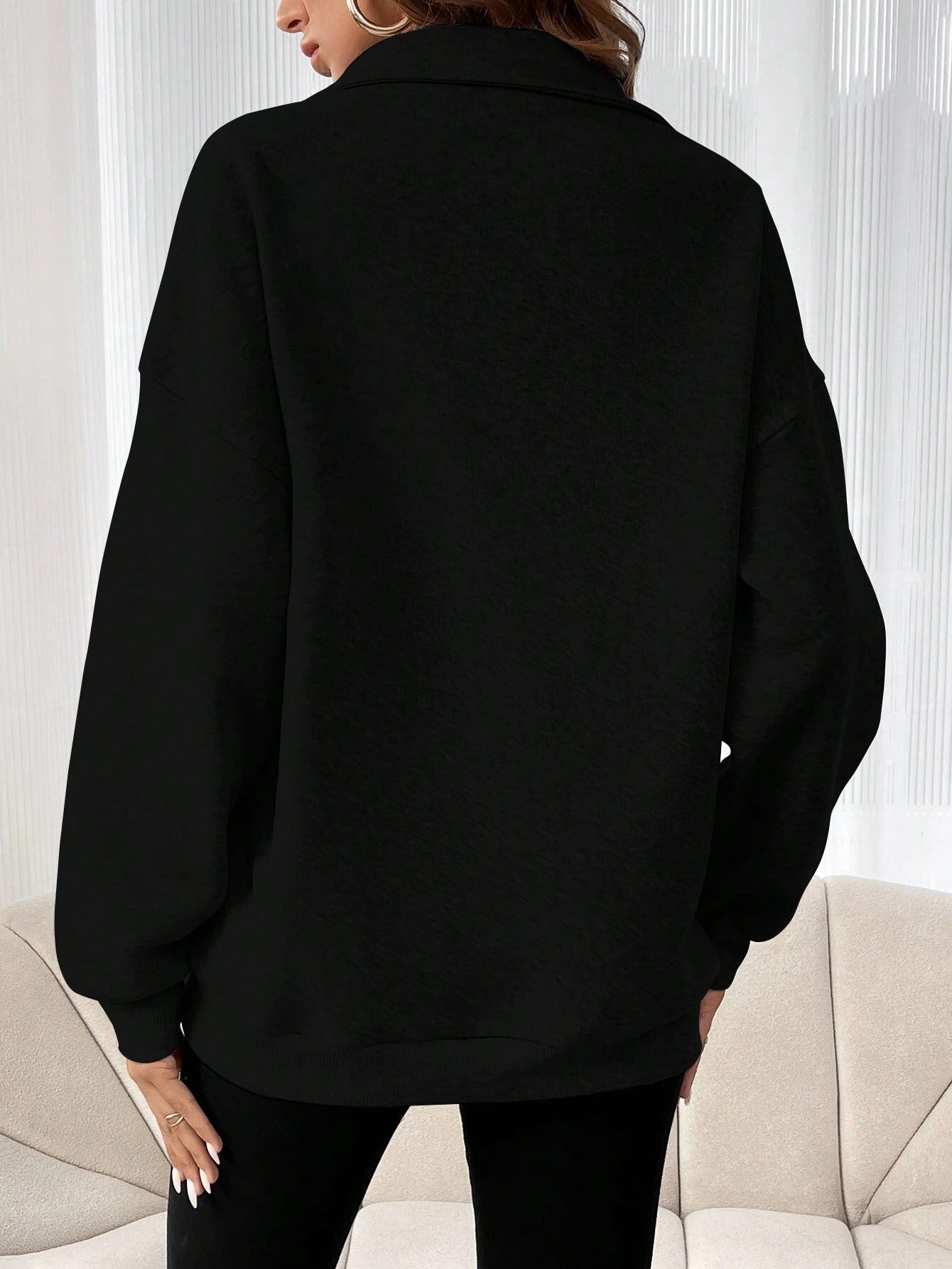 Half Zip Pullover Sweatshirt with Stand Collar – Fall Staple