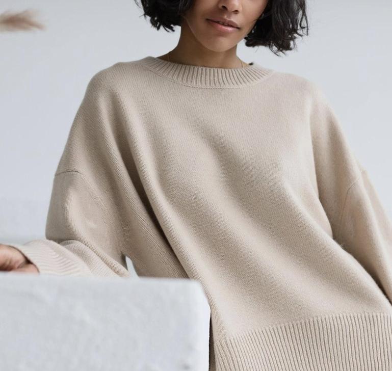 Cozy Solid Crewneck Knit Sweater for Women Fall Winter