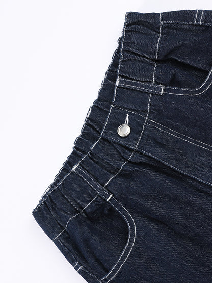 Girls' Fashion Wide Leg Pants Casual Plaid Cuff Jeans