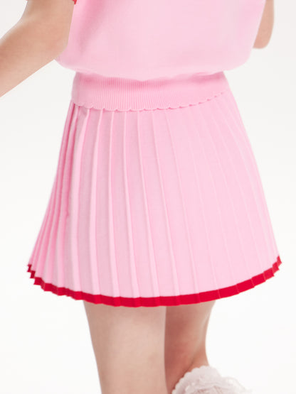Girls Pleated Skirt Elastic Waist Casual School Outfit