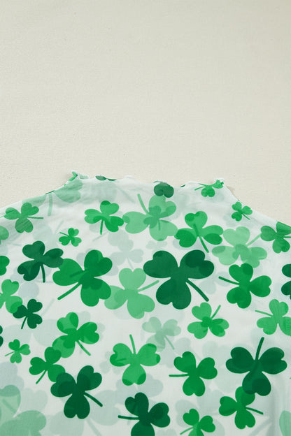 St. Patrick's Day Shamrock Mesh Lettuce Trim Top