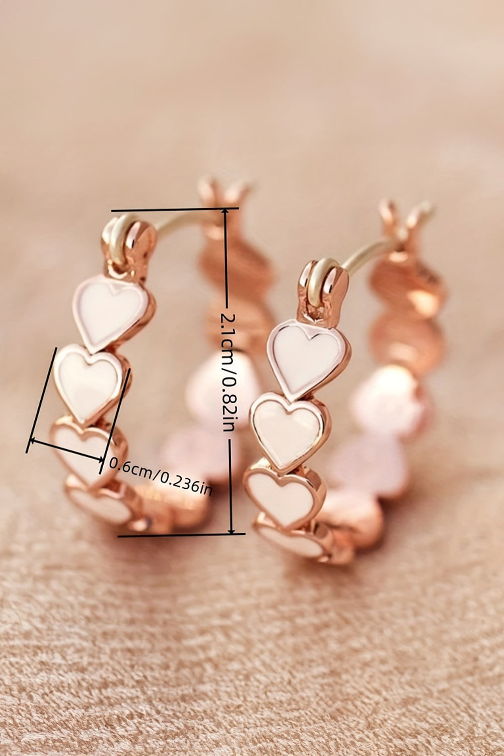 White Heart Gold Plated Small Hoop Earrings