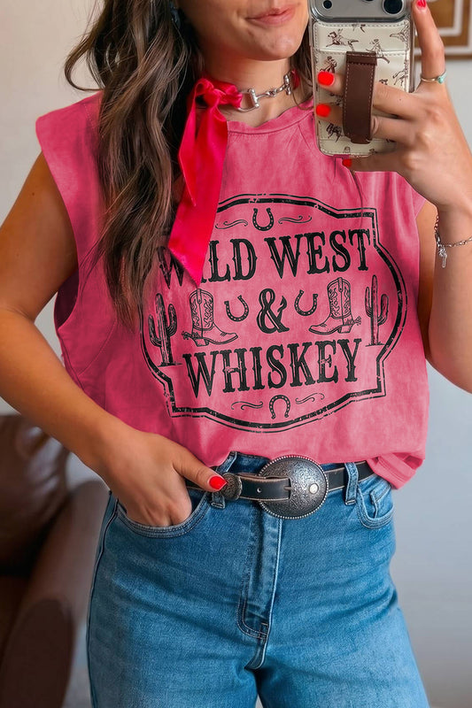 Bonbon Western Whiskey Graphic Sleeveless Tank Top Women