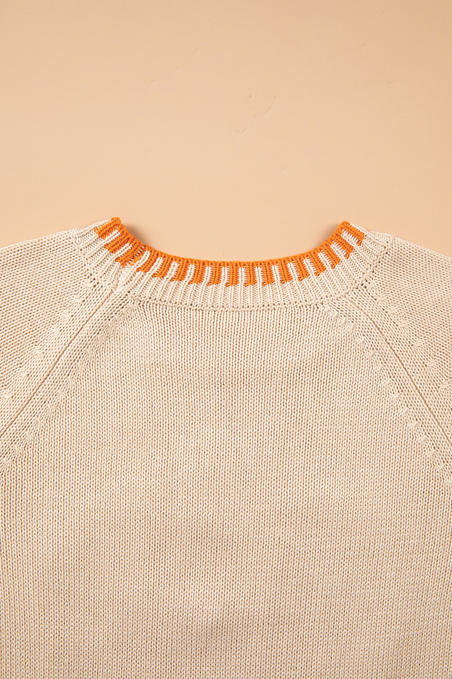 Pumpkin Knit Sweater Autumn Floral Embroidered Relaxed Fit