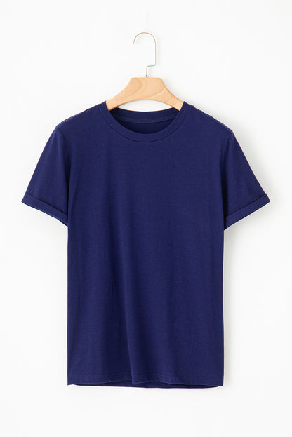 White Casual Crew Neck Short Sleeve Basic Tee