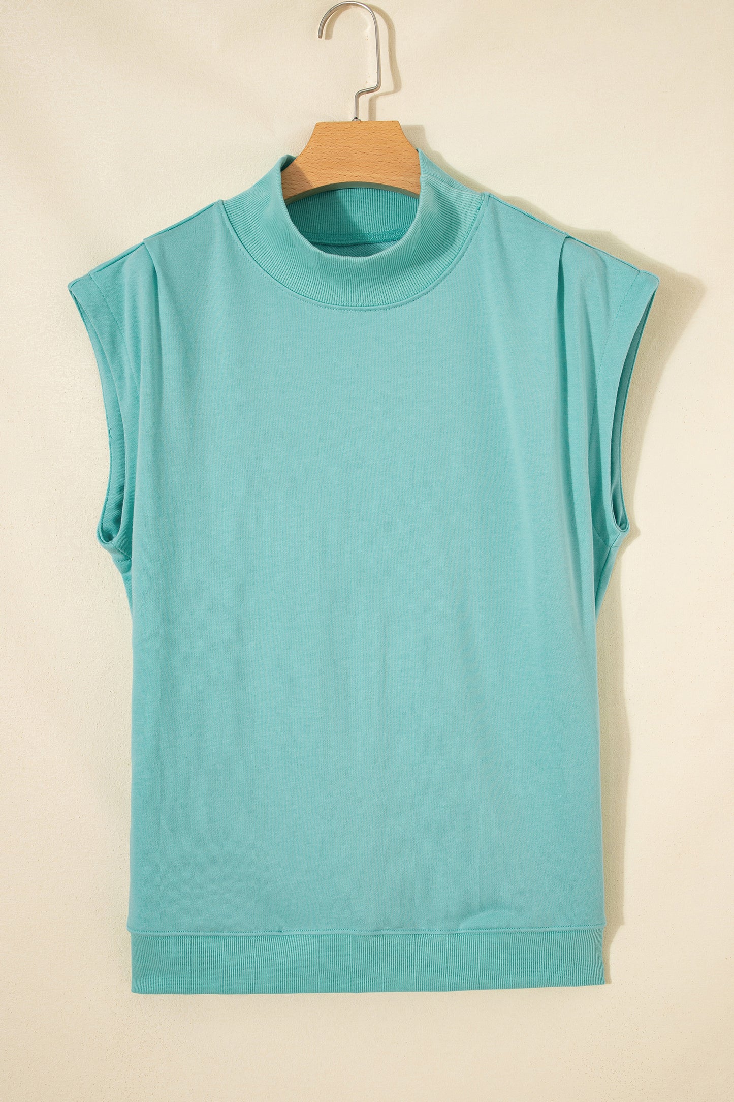 High Neck Cap Sleeve Loose Casual Top