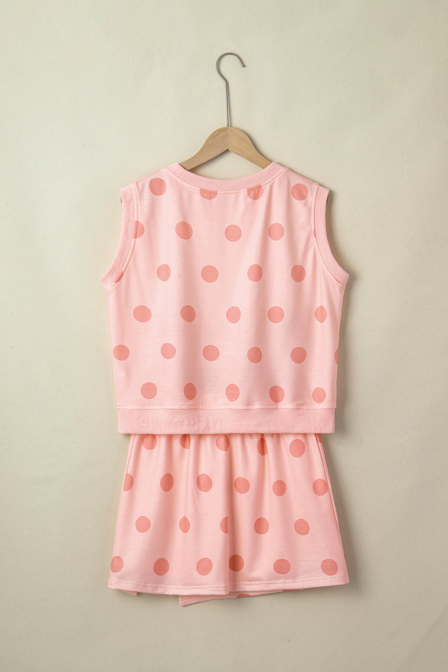 Polka Dot Tank Top Split Skort 2 Piece Lounge Set