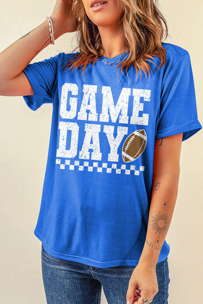Back to School Game Day Football Checkered Graphic Tee