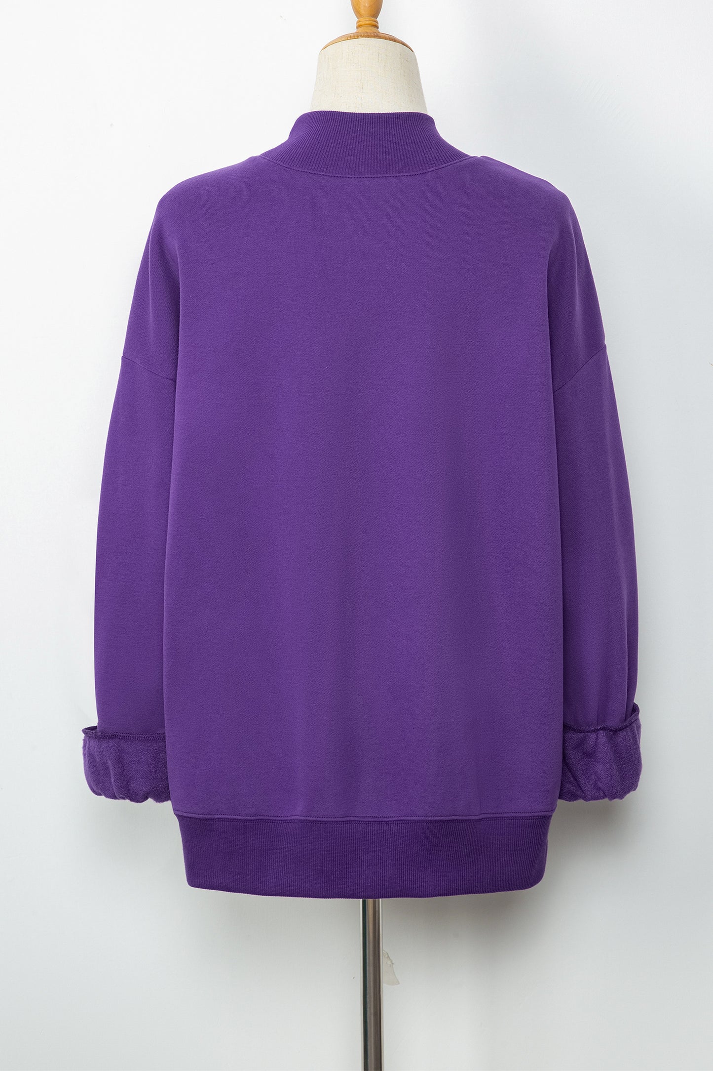 Oversized Mock Neck Sweatshirt Drop Shoulder Pullover
