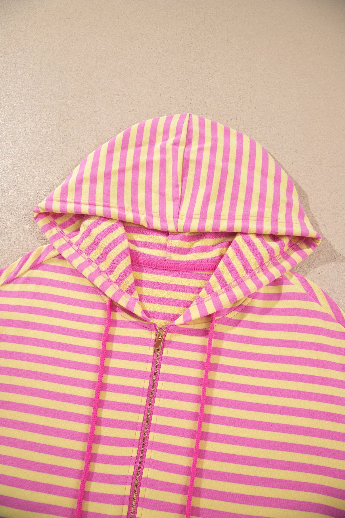 Striped Zip Up Hoodie Shorts Set Lounge Outfit