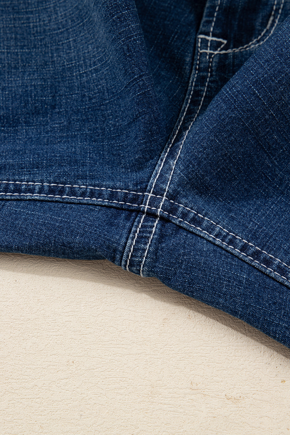 Sail Blue Stitched High Waist Loose Cuffed Jeans