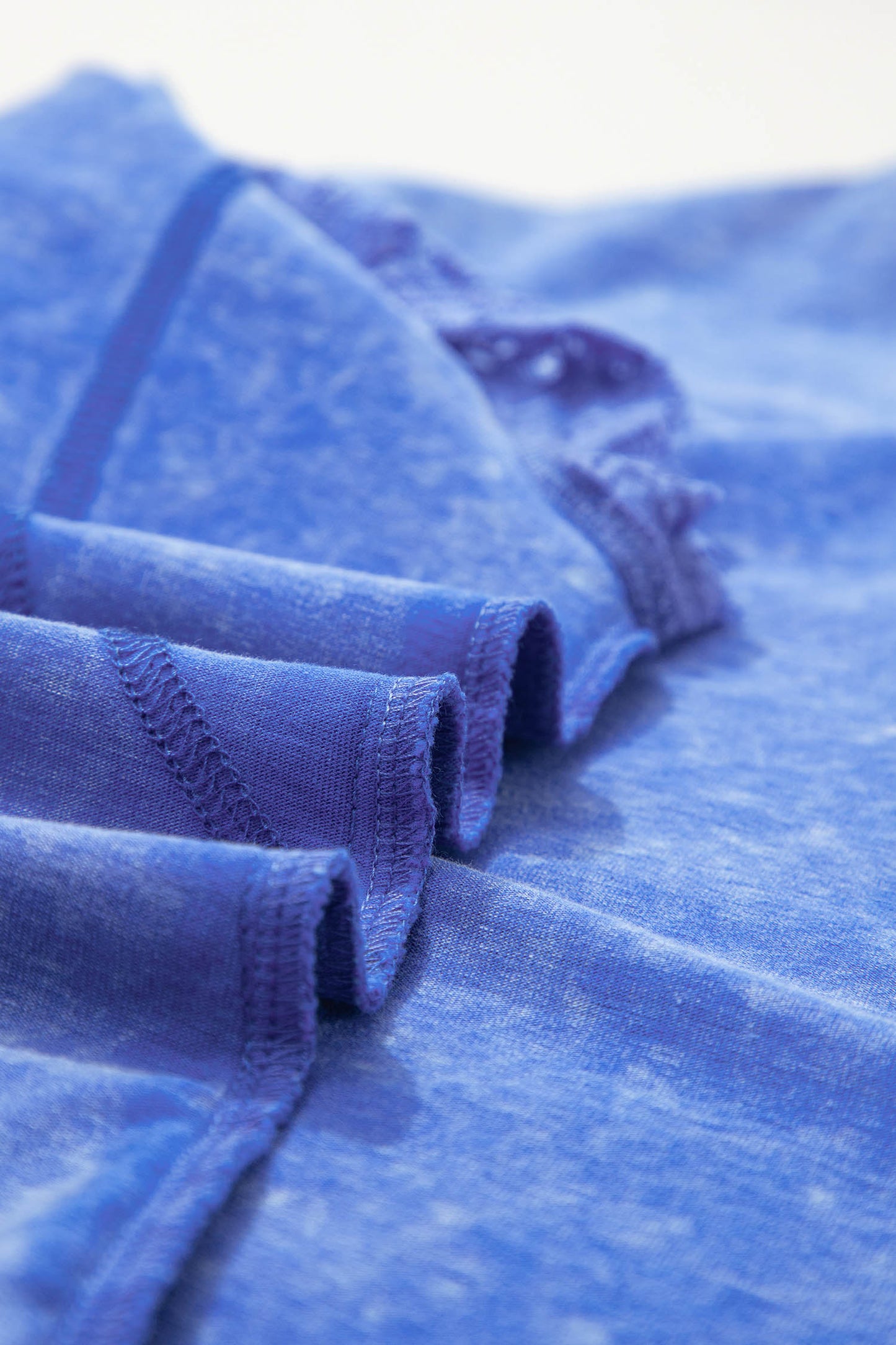 Sky Blue Lace Sleeve Mineral Wash Cotton Tee