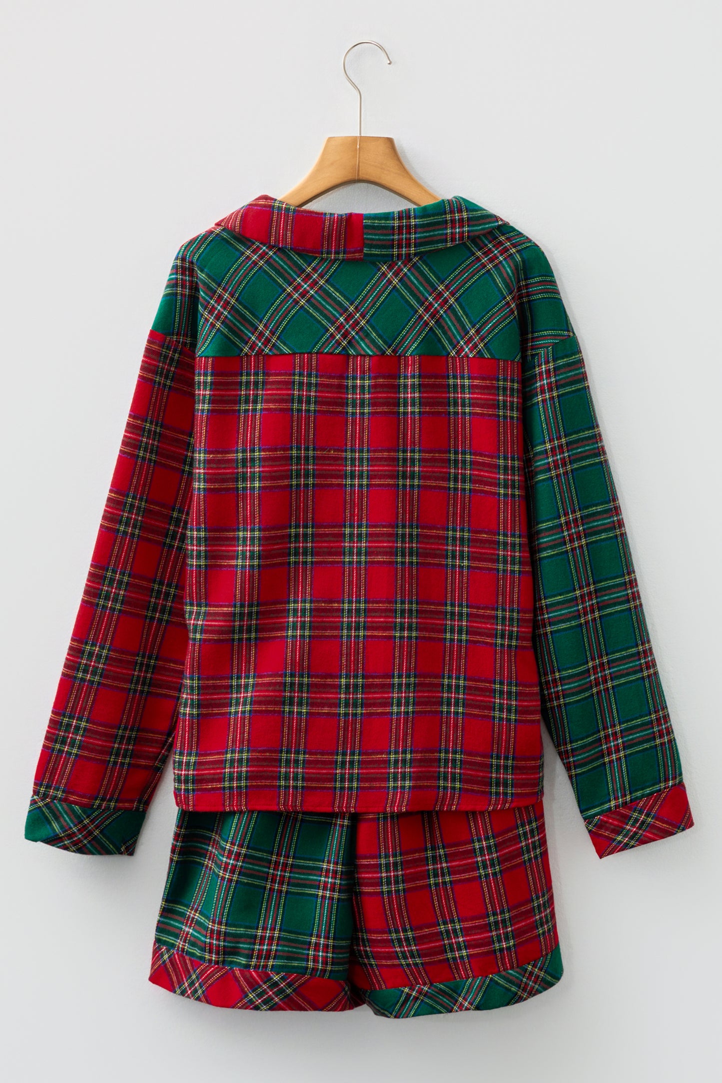 Plaid Pajama Set – Long Sleeve & Shorts