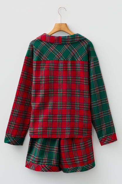 Plaid Pajama Set – Long Sleeve & Shorts