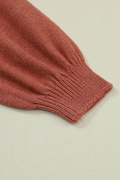Colorblock Bishop Sleeve Ribbed Knit Sweater
