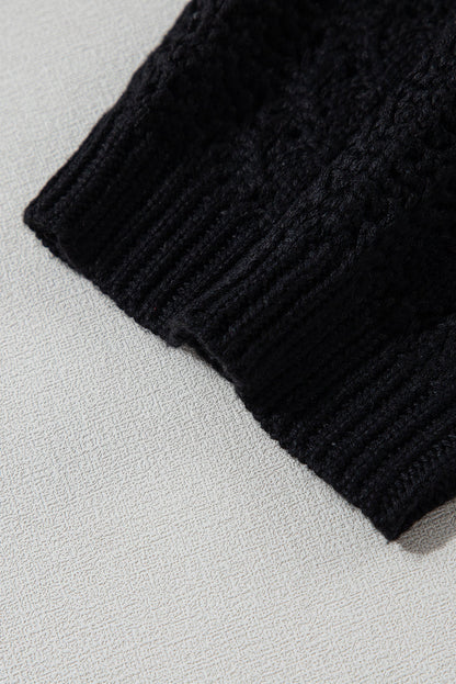 Chic Hollow Out Knit Cardigan with Drop Shoulders