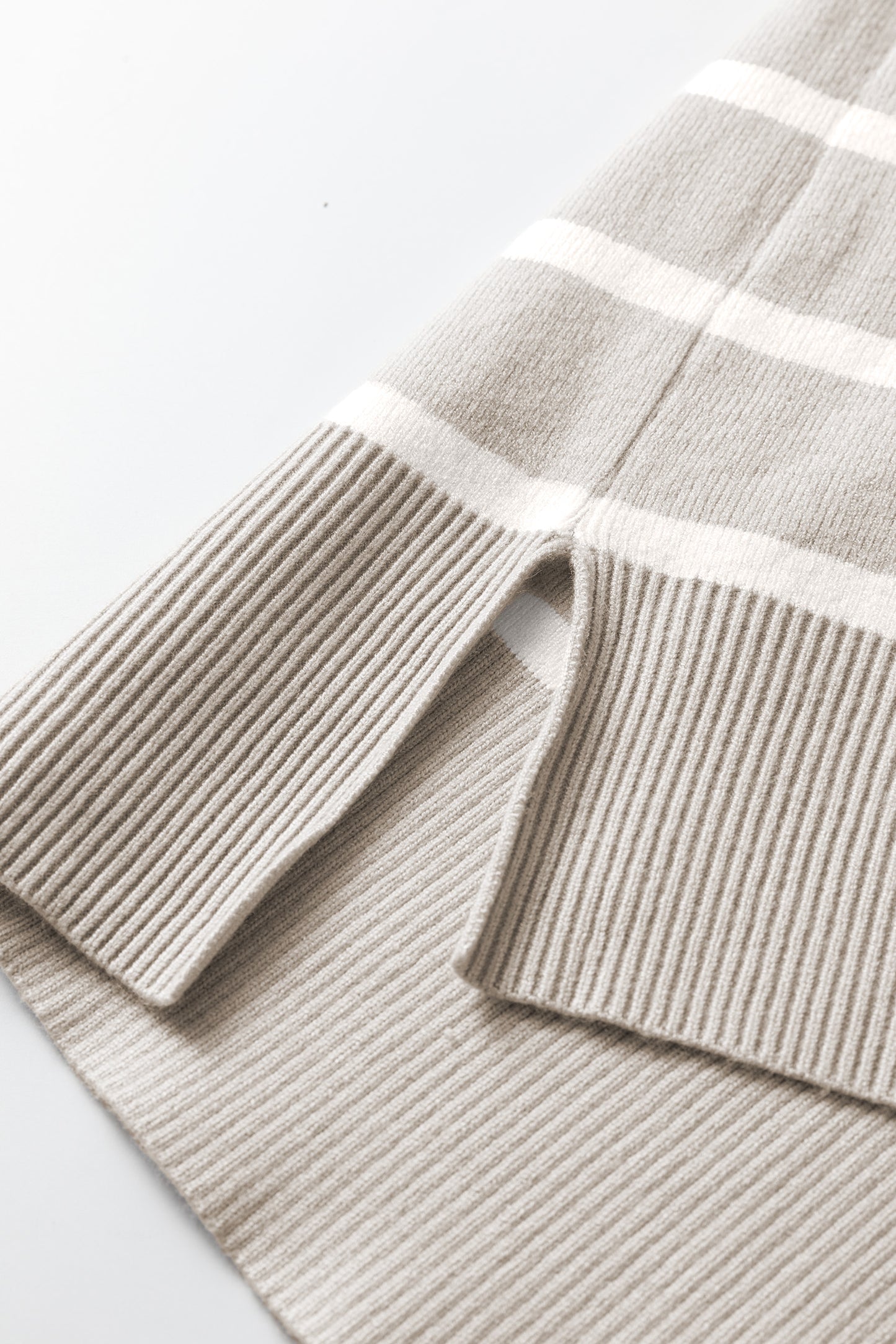 Parchment Striped Short Sleeve Crewneck Knit Sweater Top
