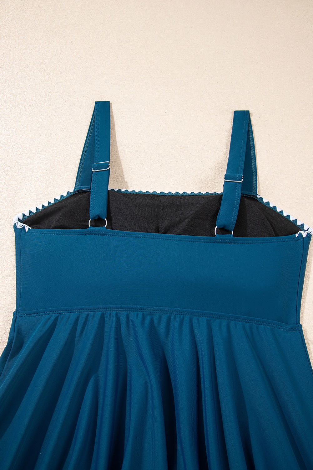 Navy Ricrac Trim Flared Spaghetti Strap Tankini Set