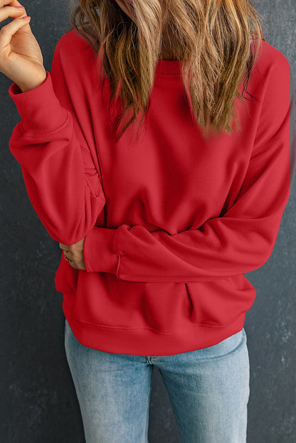 Orange Solid Classic Crewneck Pullover Sweatshirt