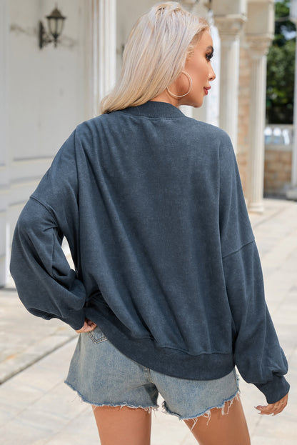 Washed Green Drop Shoulder Crewneck Sweatshirt for Women